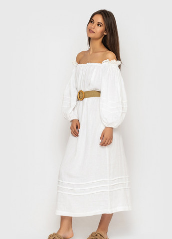 Білий повсякденний сукня з мереживом на плечах з відкритими плечима MORANDI однотонна