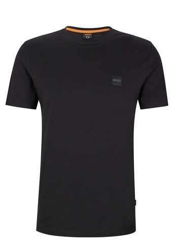 Черная футболка мужская Hugo Boss RELAXED-FIT T-SHIRT IN COTTON JERSEY WITH LOGO PATCH