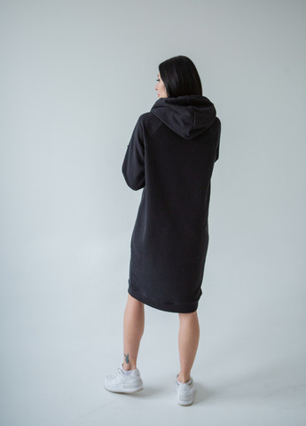 Чорна утеплена сукня-худі для вагітних з серктеом для годування HN