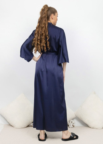Халат жіночий довгий шовковийі Темно-синій Maybel (277283825)