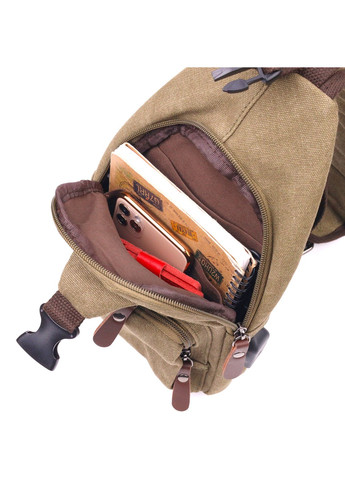 Сумка через плече з USB кабелем чоловіча із щільного текстилю 21223 Оливкова Vintage (258267804)