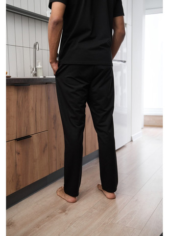 Піжама чоловіча COTTON BASIC футболка + штани прямі чорна Handy Wear (278076153)