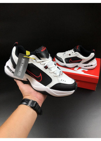Чорно-білі Осінні чоловічі кросівки білі з чорним «no name» Nike Air Monarch