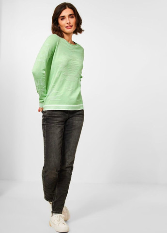 Пуловер женский с узором Салатовый Cecil (268467463)