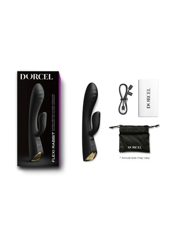 Вибратор-кролик с подогревом FLEXI RABBIT BLACK, гибкий ствол Dorcel (258470810)