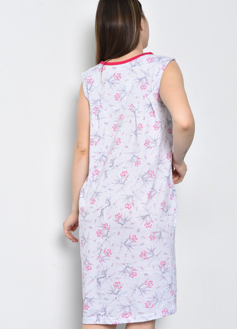 Ночная рубашка женская белого цвета с цветочным принтом Let's Shop (271958507)