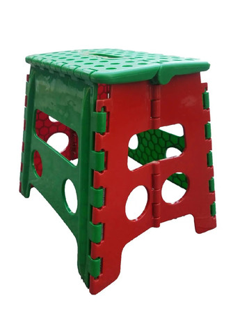 Пластиковый средний раскладной компактный переносной стул табурет 32х22х28.5 см (475609-Prob) Зеленый с красным Unbranded (269236466)