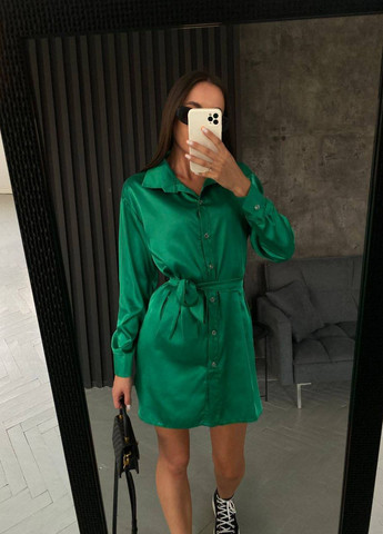 Зелена повсякденний сукня-сорочка сорочка Garna однотонна