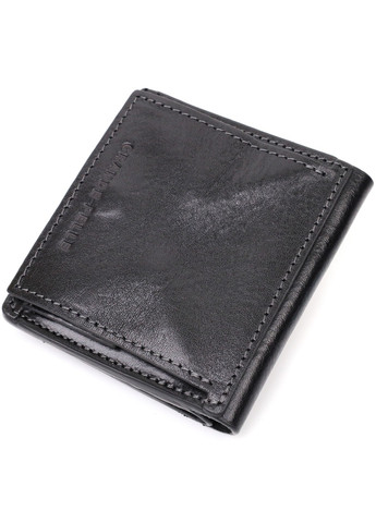 Стильное портмоне с накладной монетницей из натуральной кожи 11643 Черный Grande Pelle (267507196)