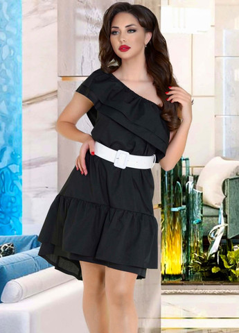 Черное сукнi норма сукня з воланами (ут000051332) Lemanta
