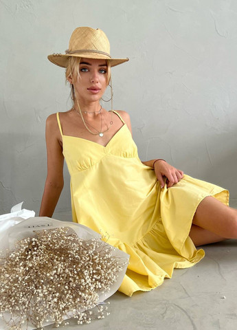 Желтое женское платье коттон No Brand