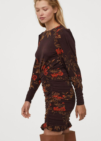 Коричневое сукня демісезон,коричневий в візерунки, H&M