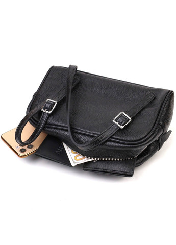 Цікава сумка-клатч зі знімними ручками з натуральної шкіри 22078 Чорна Vintage (260360870)