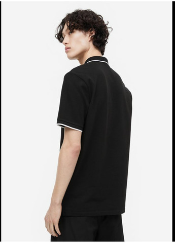Чорна чоловіча футболка поло н&м (55885) l чорна H&M