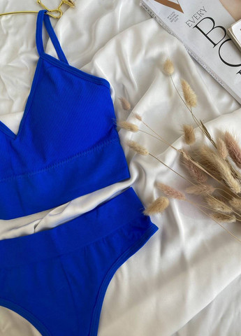 Синий демисезонный женский комплект безшовного нижнего белья No Brand