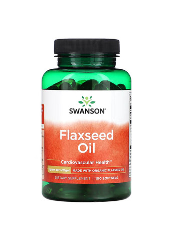 Масло семян льна Flaxseed Oil 1г - 100 капсул Swanson (271823053)