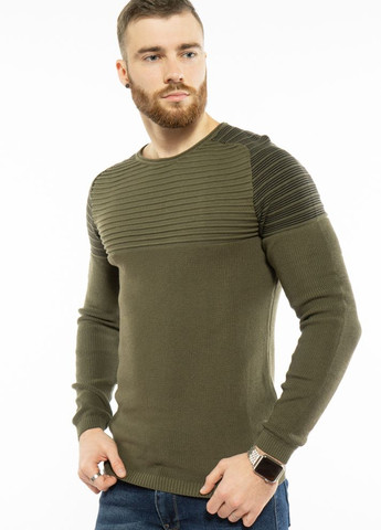 Оливковый (хаки) зимний стильный мужской свитер (хаки) Time of Style