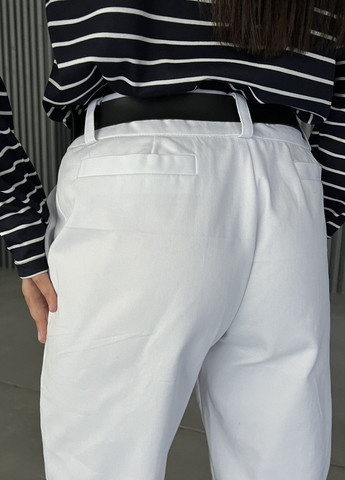 Белые кэжуал демисезонные прямые брюки INNOE