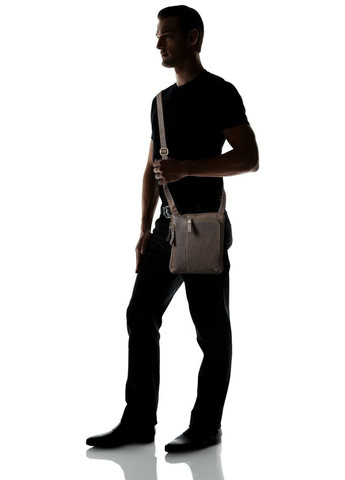 Чоловіча шкіряна сумка-планшет на плече ROY 15056 OIL BR коричнева Visconti (262449209)