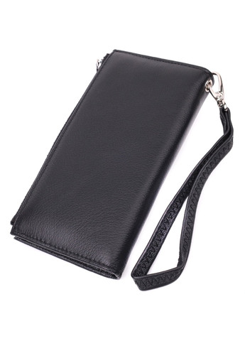 Лаконичный женский вертикальный кошелек-клатч из натуральной кожи 22537 Черный st leather (278001029)