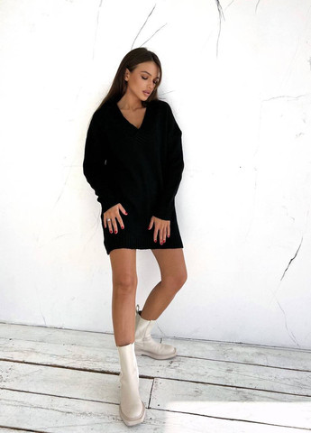 Чорний жіночий светр-туніка акрил No Brand