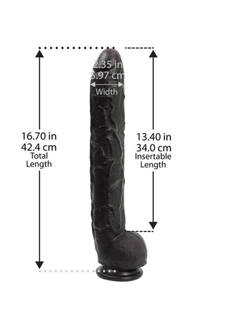Фалоімітатор Dick Rambone Cock Black, діаметр 6 см, довжина 42 см, ПВХ Doc Johnson (276537269)