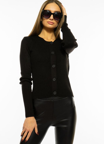Черный демисезонный свитер женский с пуговицами (черный) Time of Style