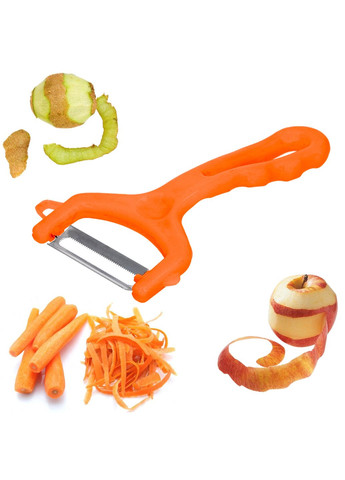 Ніж економка овочечистка зубчаста для тонкого чищення овочів і фруктів із маленькими зубчиками Жовтогарячий Kitchette (268658902)