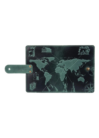 Обложка для паспорта из кожи «7 wonders of the world» PB-03S/1 Shabby Alga Темно-зеленый Hi Art (268371447)