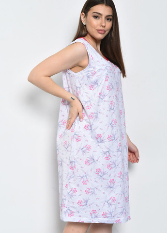 Нічна сорочка жіноча білого кольору з квітковим принтом Let's Shop (271958507)