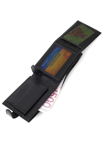 Горизонтальне портмоне для чоловіків з натуральної зернистої шкіри 22059 Чорний Bond (262157957)