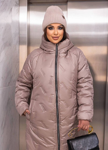 Бежевая женское стеганное теплое пальто цвет бежевый р.50/52 448457 New Trend