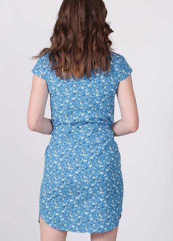 Синя кежуал сукня жіноча 004 ромашка дрібна білий софт синій Актуаль