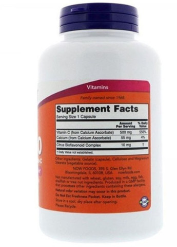 Vitamin C-500 Calcium Ascorbate 500 mg 100 Caps Now Foods (256721696)
