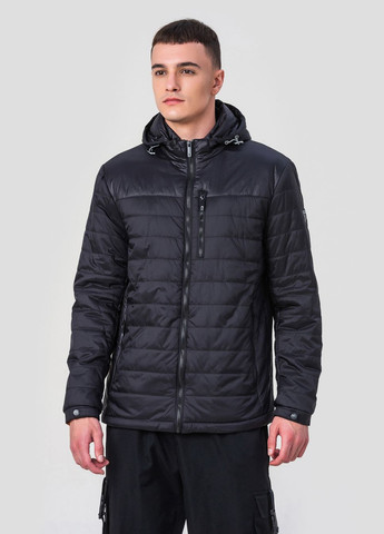 Черная демисезонная куртка мужская с капюшоном модель 098 ZPJV