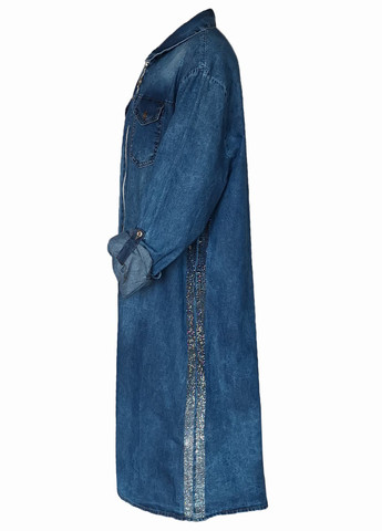 Темно-голубое кэжуал платье-рубашка джинсовое хлопковое турция темно-голубой LedTeks