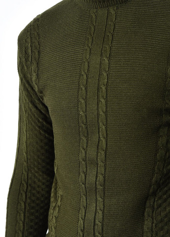 Оливковый (хаки) демисезонный свитер мужской однотонный цвета хаки пуловер Let's Shop