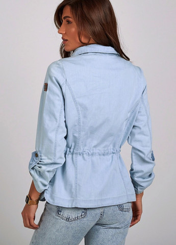 Голубой женский джинсовый жакет варёный голубой YLANNI однотонный - демисезонный