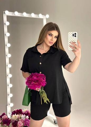Жіночий костюм блуза та шорти колір чорний р.44/46 435613 New Trend (259406563)