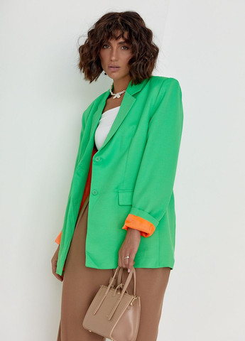 Жіночий піджак із кольоровою підкладкою - зелений Lurex (262810804)