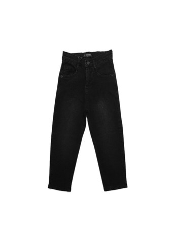 Черные демисезонные стильные джинсы мом в черном цвете для девочки. Altun