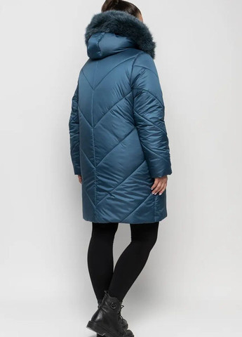 Серо-синяя зимняя женская зимняя куртка большого размера SK