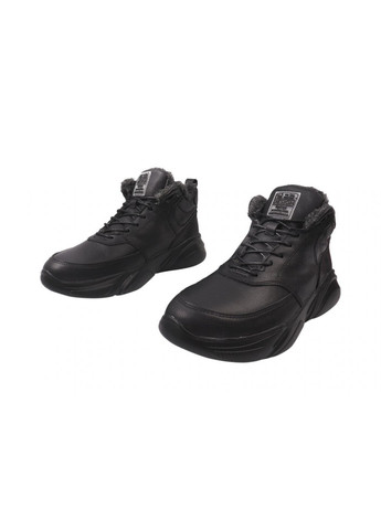Черные ботинки мужские из натуральной кожи,высокие,черные,украина Visazh 163-21ZHS