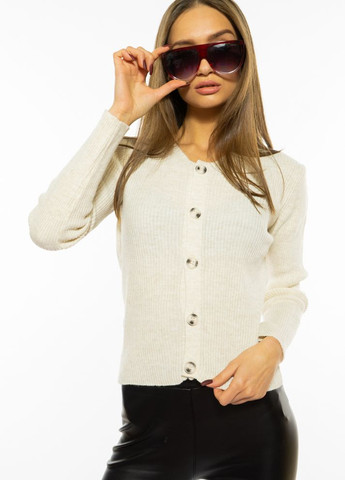 Бежевый демисезонный свитер женский с пуговицами (бежевый) Time of Style