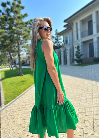 Зеленое женское платье коттон No Brand