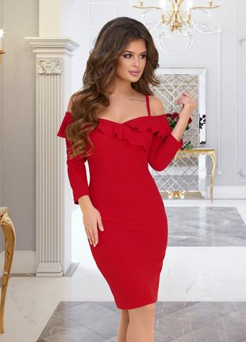 Красное сукнi норма гарна ошатна червона сукня (3924) Lemanta