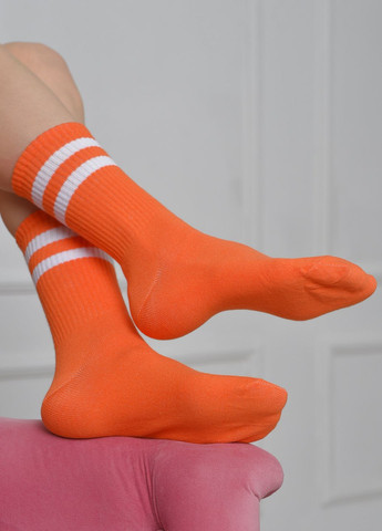 Носки женские высокие оранжевого цвета размер 36-40 Let's Shop (273176750)