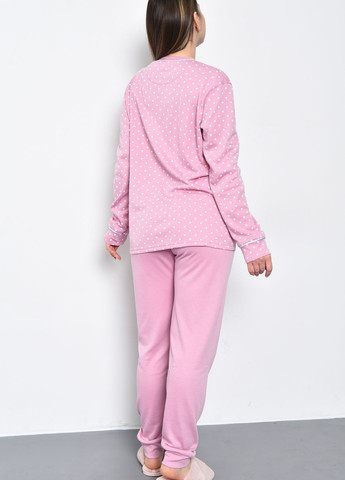Розовая зимняя пижама женская розового цвета кофта + брюки Let's Shop