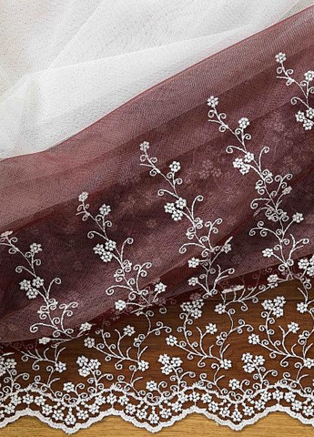 Готовый тюль фатин с вышивкой, градиент вишневый, ширина 250 см, высота 230 см No Brand (259215352)