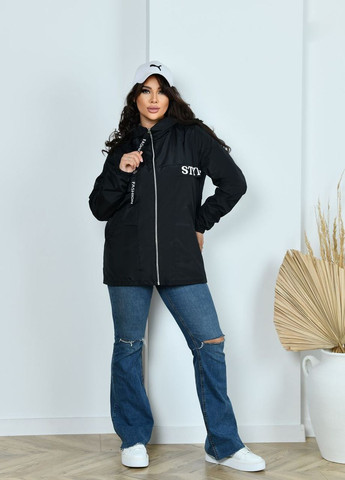Черная женская куртка из плащевки цвет черный р.48/50 442987 New Trend